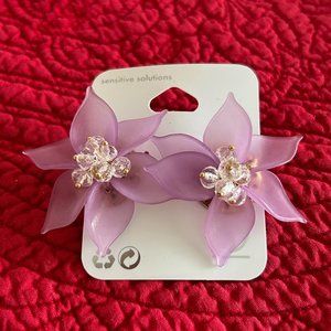 Purple Flower Earrings